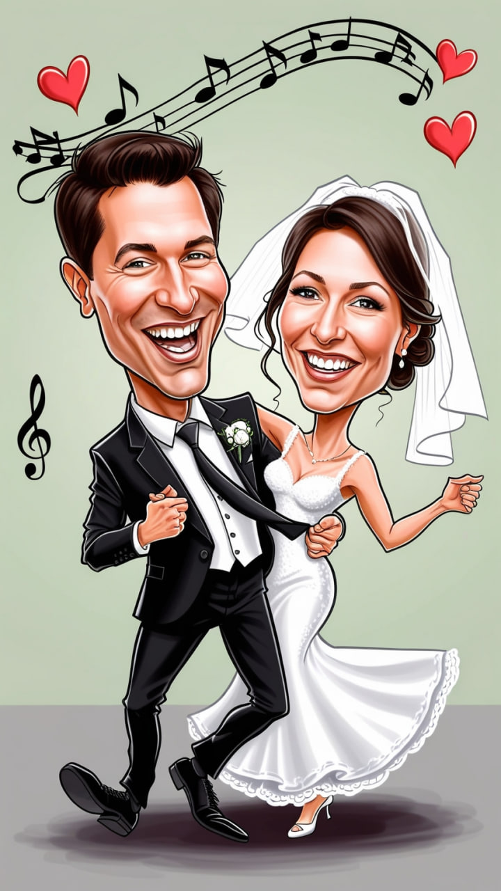 A Caricatura do Casal de Noivos