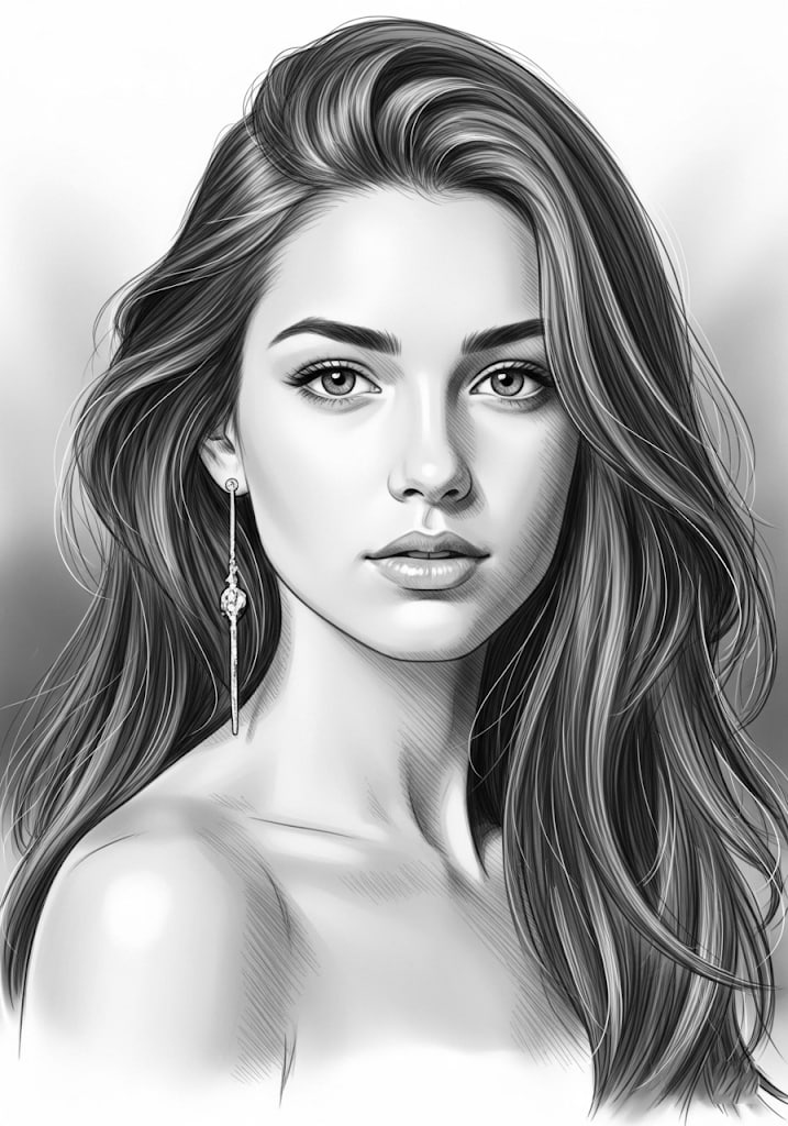 desenho realista preto e branco