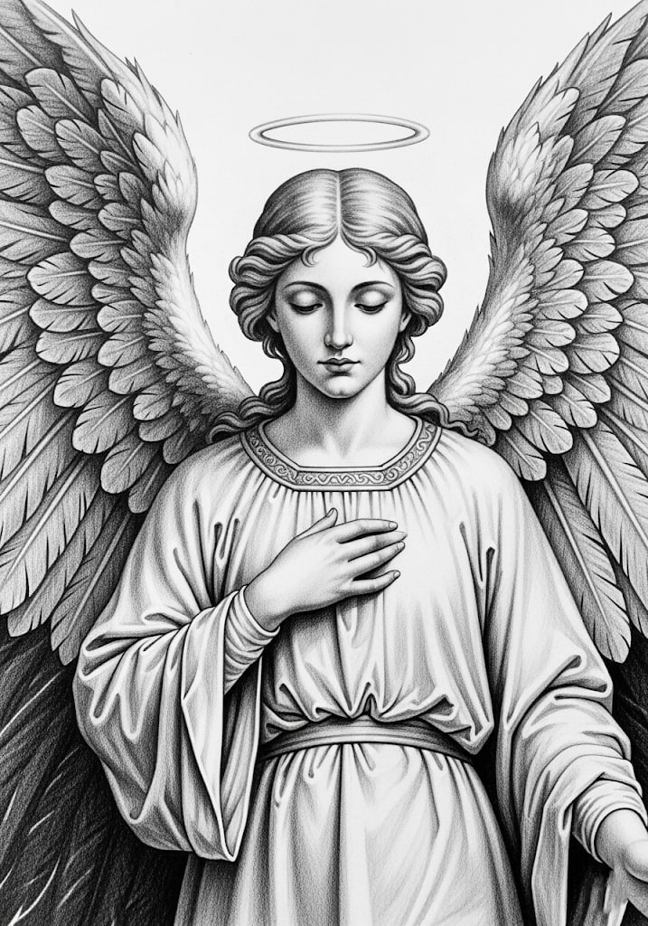 desenho de anjo realista