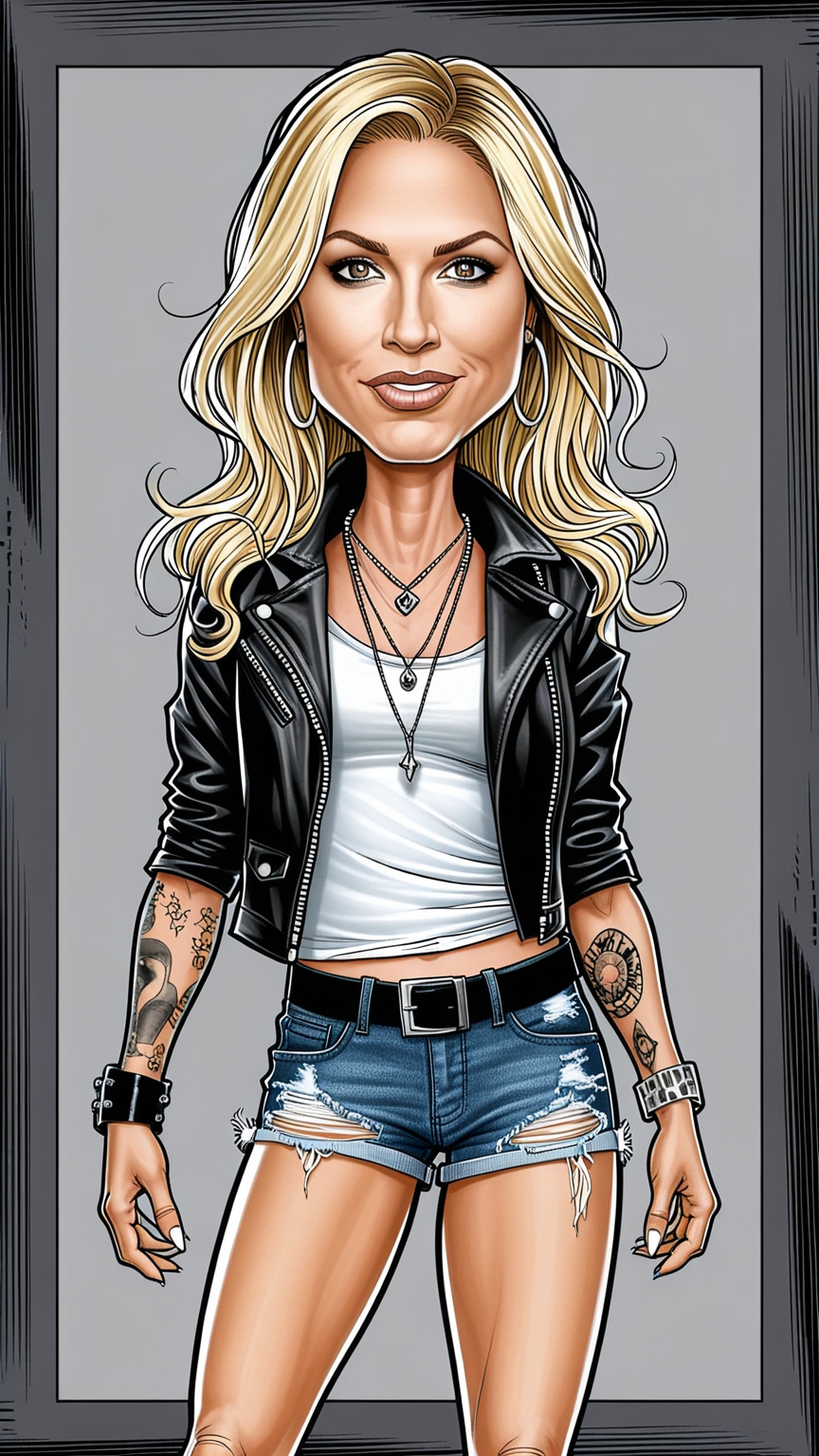 Caricatura de Mulher com Estilo Rock