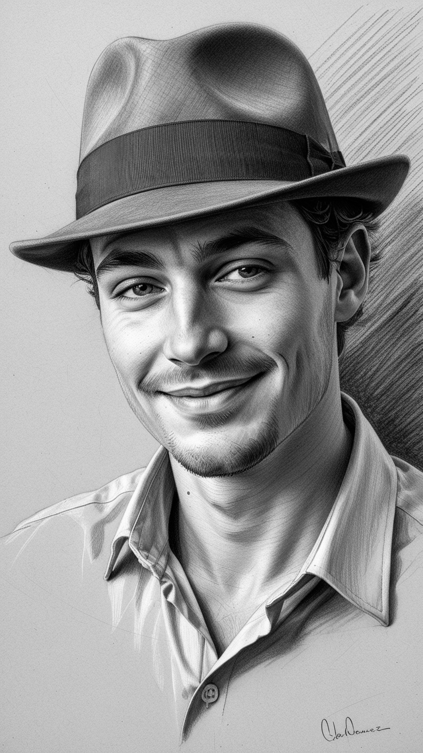 Retrato Realista em Lápis e Carvão