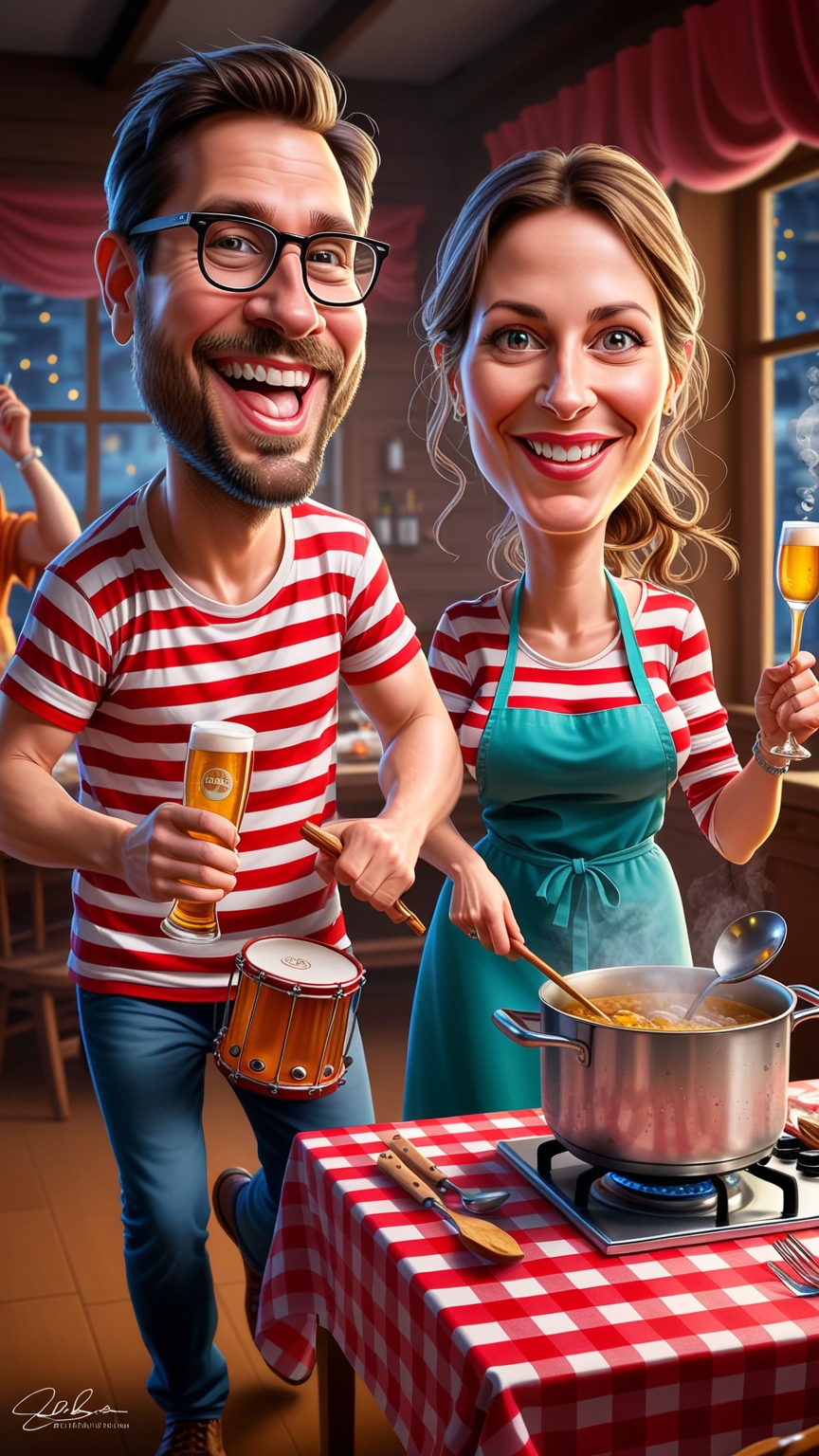 Caricaturas Vibrantes de Casais